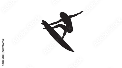 Surfing, surfer silhouette, black icon, sports vector, action graphics