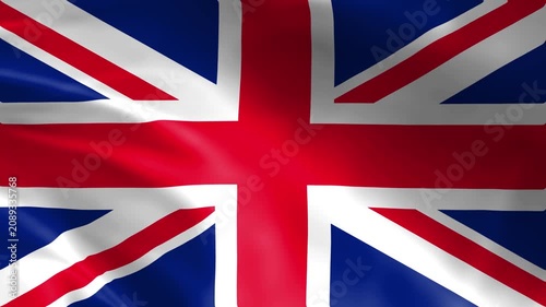 United Kingdom Flag Waving in the Wind Seamless 3D Loop Animation