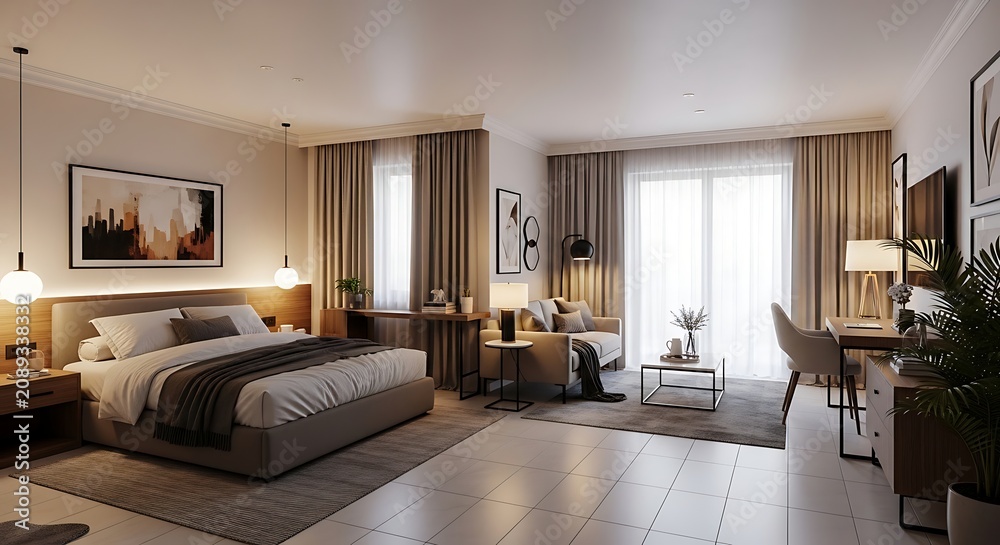 Fototapeta premium Luxury hotel room interior design.