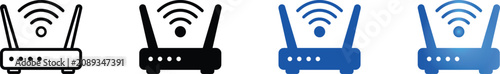 Wireless router vector icon set modern wifi signal strength illustrations