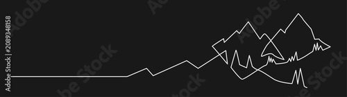 Foto Abstract white line art depicting a dynamic financial market graph with an upward trend and increasing volatility on a black background