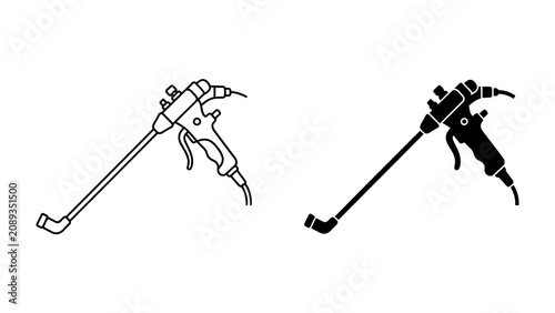 Konstfotografi Air Duster and Its Silhouette: Two illustrations of an air duster, one in outline and one in solid black, showcasing its design and utility