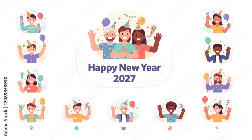 Fototapeta premium happy new year 2027 celebration vector
