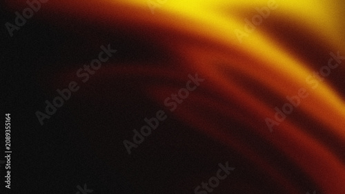 Abstract orange neon light leak on black background with retro grain texture
