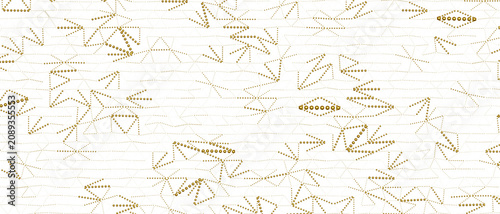Cuadro en lienzo Intricate gold geometric network pattern with dots and lines on white