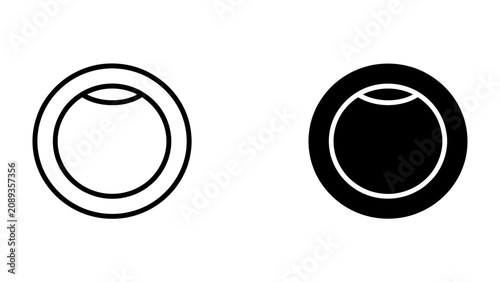 Tableau sur toile Fertilization Symbol: Two circular diagrams, one outlined and one filled, represent a stylized ovum or embryo, symbolizing life and biological processes