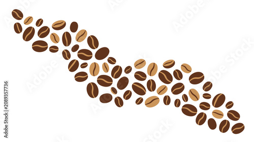 Foto Wave shape composition made of various roasted coffee beans.