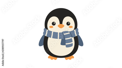 Cute cartoon penguin character wearing a cozy winter scarf.