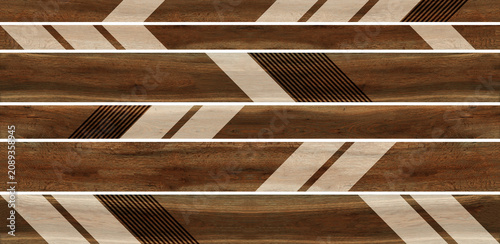 A bold geometric wooden parquet design featuring rich brown diagonal and vertical lines old wooden wall