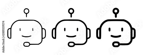 Принти на полотні Three Simple Line Art Faces Showing Neutral Emotions Front View Minimalist Style