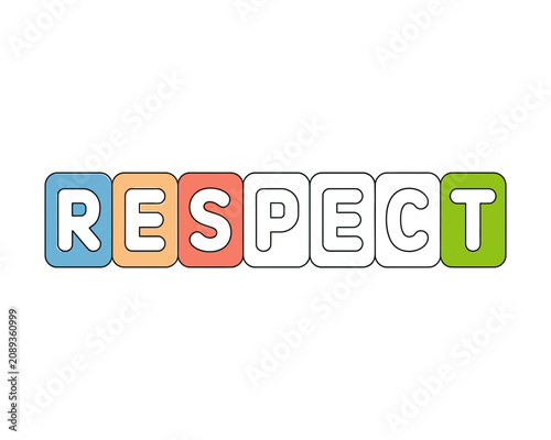 Colorful block letters spelling respect concept design on a clean white background isolated illustration