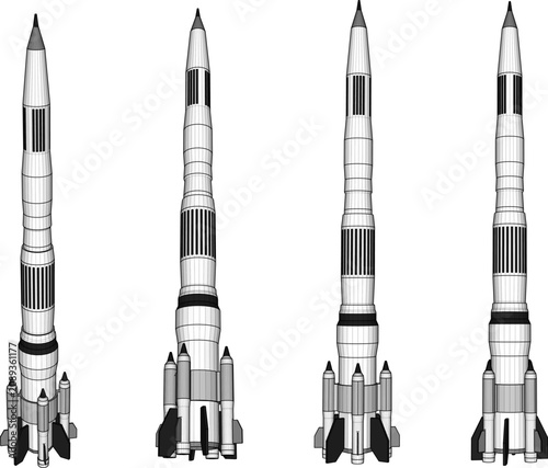 Bild auf Leinwand Detailed aerospace engineering 3D illustration of a historical orbital booster r