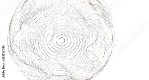 Tableau sur toile Abstract spherical pattern with flowing lines and concentric circles, conveying