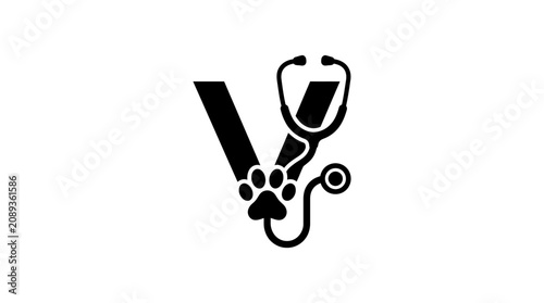 Foto Veterinary medicine logo with paw.