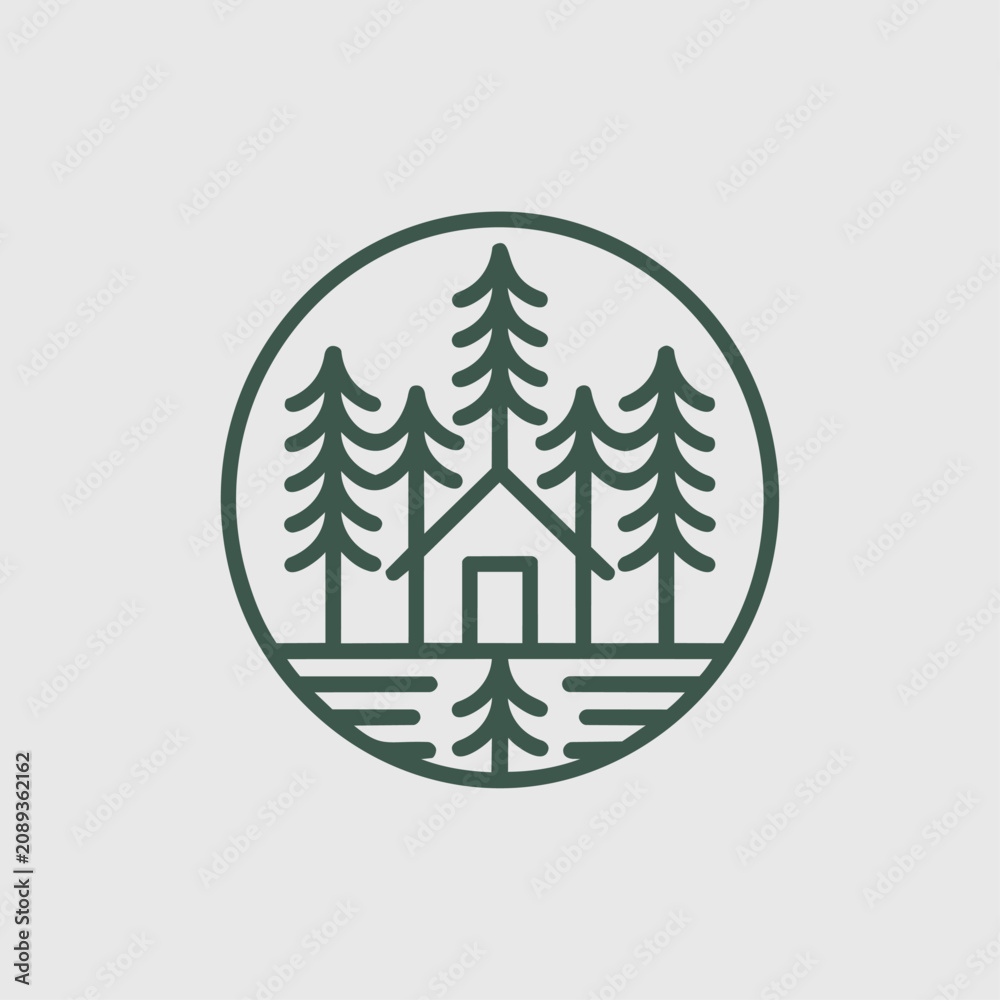 Obraz premium Christmas Tree Icon Vector Illustration Set with Green Fir Trees, Winter Snow Decoration Design for Holiday Xmas Celebration and New Year Greeting Card