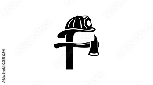 Fotografía Firefighter helmet and axe symbol.