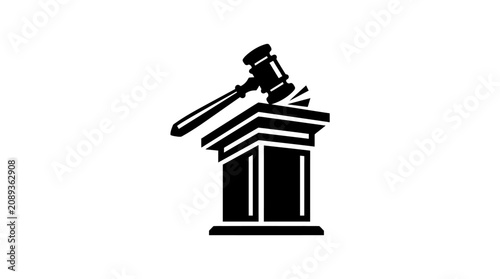 Schilderij op canvas Judge gavel on law court podium.