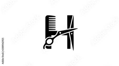 Photos Black Scissors Comb Haircutting Tools.