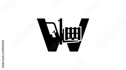 Konstfotografi Forklift silhouette industrial vehicle equipment.