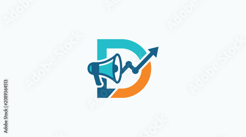 Photography Megaphone with arrow and graph.