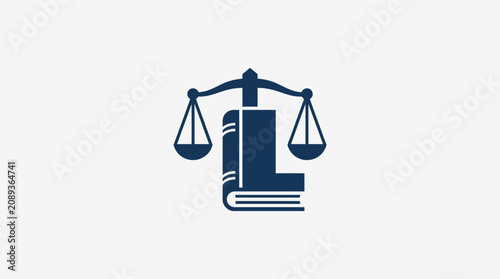 Bild auf Leinwand Law book with balance scales.