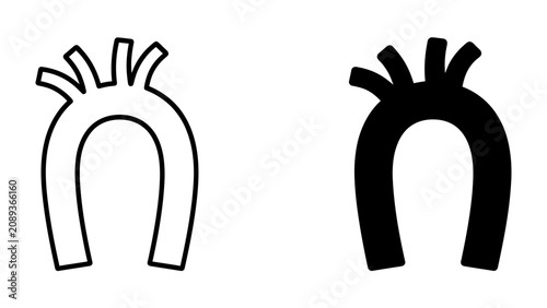 Cuadro en lienzo Aortic Arch Iconography: Simple, clear outline and silhouette icons representing the aortic arch, a vital part of the circulatory system