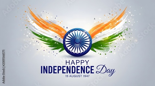 India independence day celebration tricolor with ashoka chakra august 15th graphic