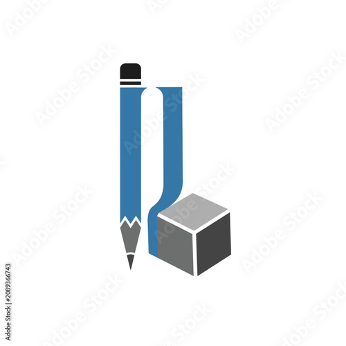 Blue Pencil Eraser Stationery Object.