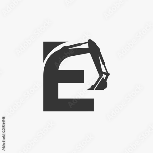 Excavator Machine Heavy Equipment Letter E.