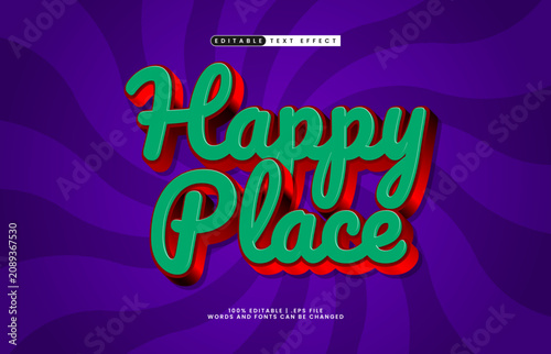 Happy Place 3D Editable Text Effect Script Retro Style