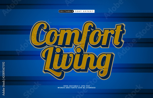 Comfort Living 3D Editable Text Effect Script Retro Lifestyle Style