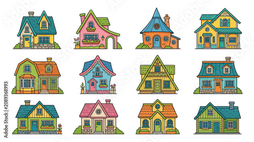 Charming Pixel Art Houses Collection: Whimsical Village Homes