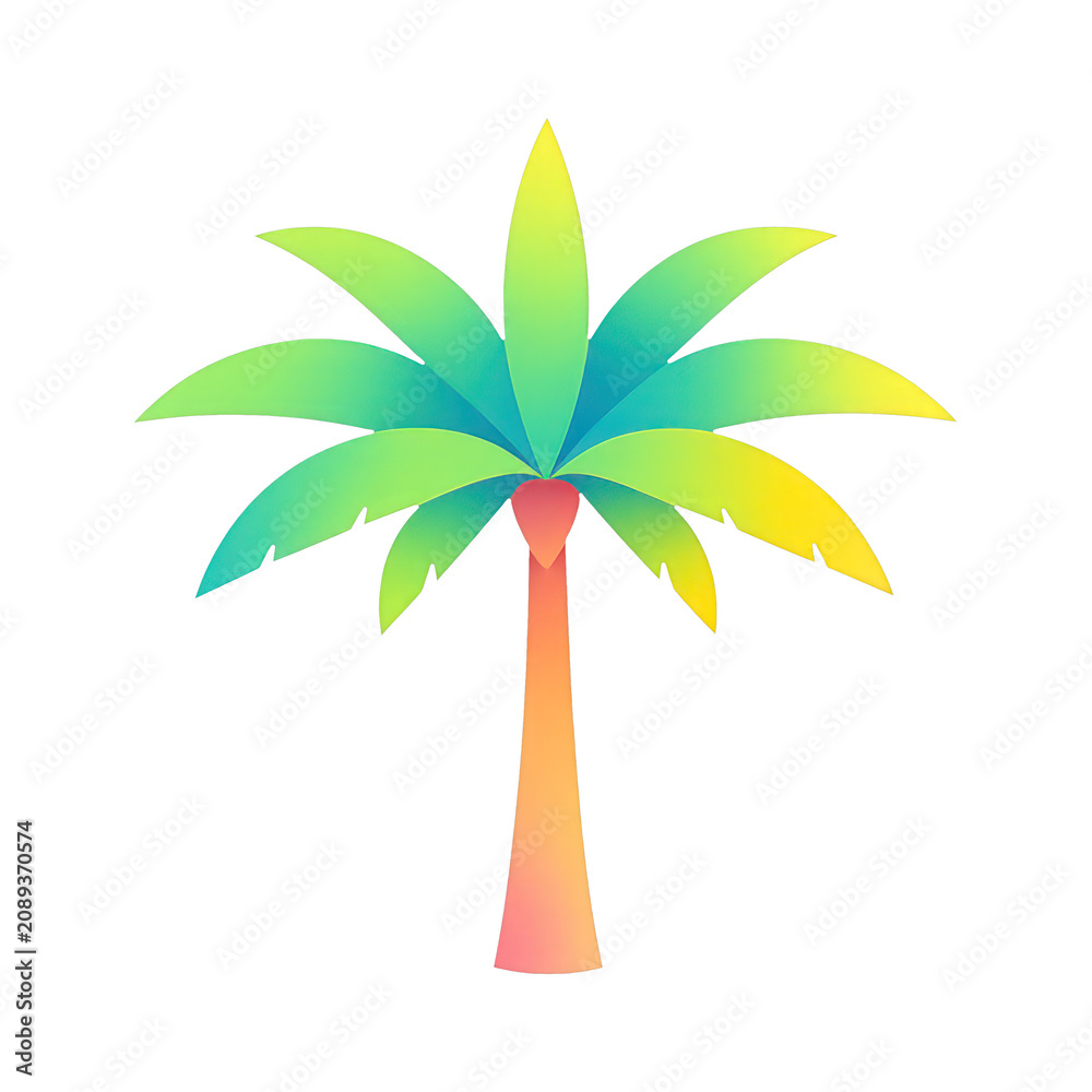 Obraz premium PNG Vibrant tropical palm tree illustration.
