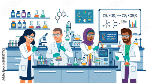 Diverse Scientists Working in Modern Laboratory Doing Research and Experiments