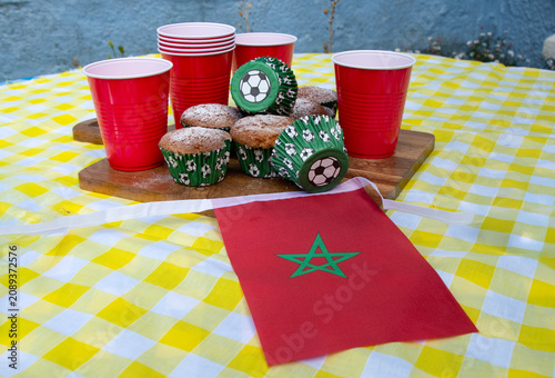 Morocco Football Party with Cakes, Bunting and Match Day Celebrations