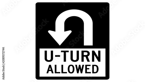 Fényképezés Traffic sign clearly indicating that a U-turn is allowed helps regulate flow at intersections