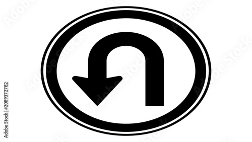 Cuadro en lienzo U-turn arrow icon represents a mandatory reversal of direction for drivers on the public roadway