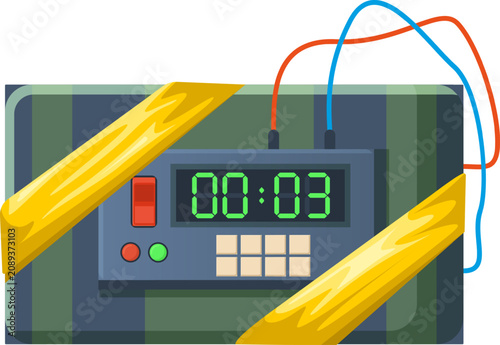 Φωτογραφία Improvised device with digital timer showing three seconds remaining, wires conn
