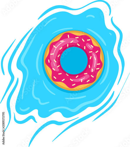 Принти на полотні Donut shaped inflatable swimming ring floating in a pool, ideal for summer relax