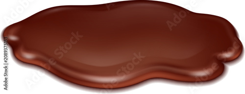 Canvastavla Sweet chocolate liquid forming a smooth brown drip on a white background