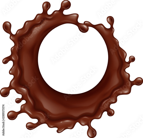 Foto Dark chocolate splash creating a fluent round border