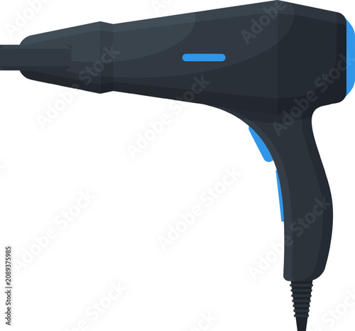 Electric hair dryer illustration for drying and styling hair