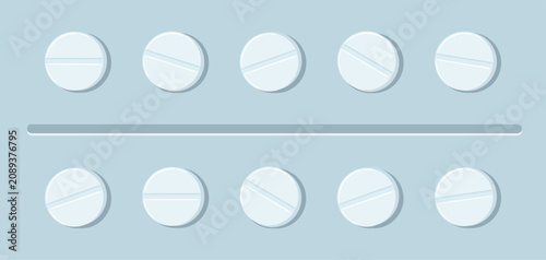 Принти на полотні Pills in a blister pack representing medicine, pharmacy, and health