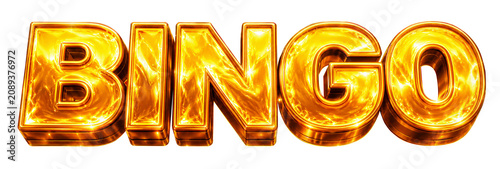 Bingo. Golden 3d text with flame. typography. 3D illustration.