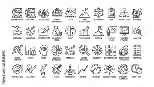 Fotografie Business strategy and management icons for presentations and reports on marketin