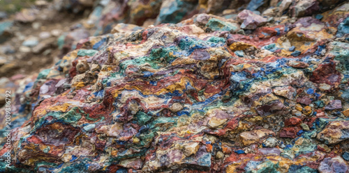 Tableau sur toile Raw mineral deposit featuring multi colored geological rock formations earth sci
