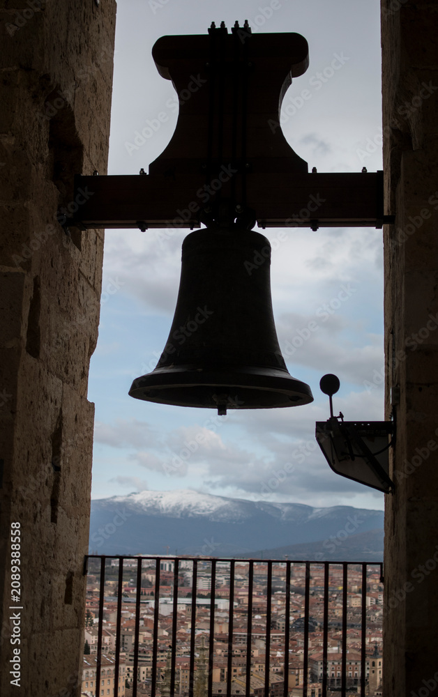 Fototapeta premium Historic cathedral bell overlooking the city of Segovia, Spain