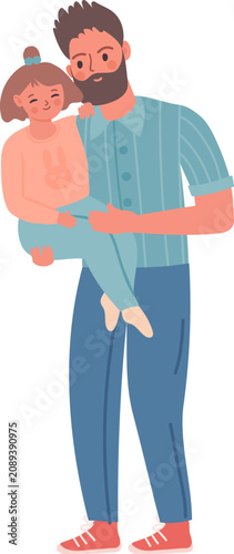 Fotografie Father holding his young daughter, showing paternal love and care