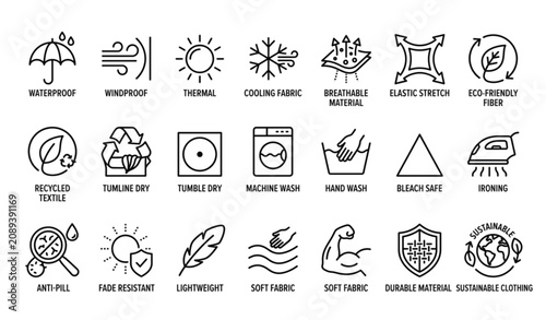 Φωτογραφία Textile and Fabric Feature Outline Icon Pack
