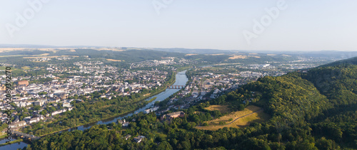 фотографія Trier cityscape and Mosel river, aerial view, ancient roman city and bridge in t